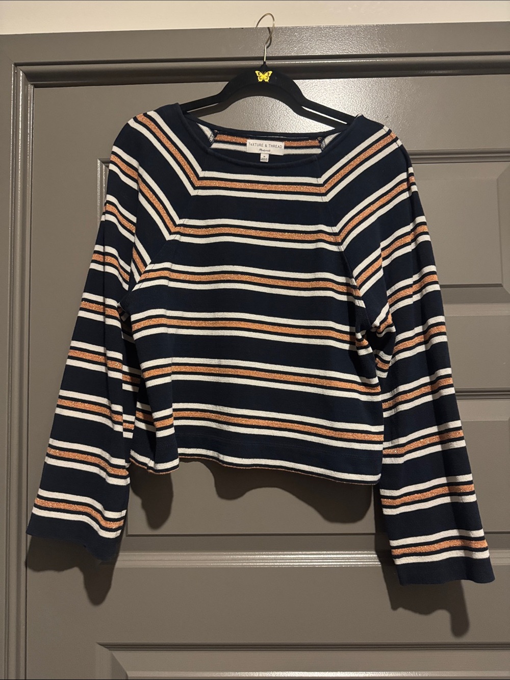 Madewell Navy, Cream & Gold Striped Long-Sleeve Top